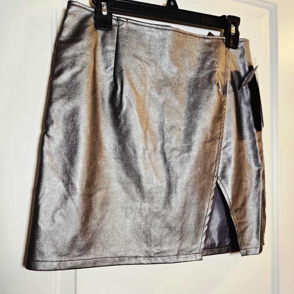Faux Leather NWT Silver Women's Mini Skirt